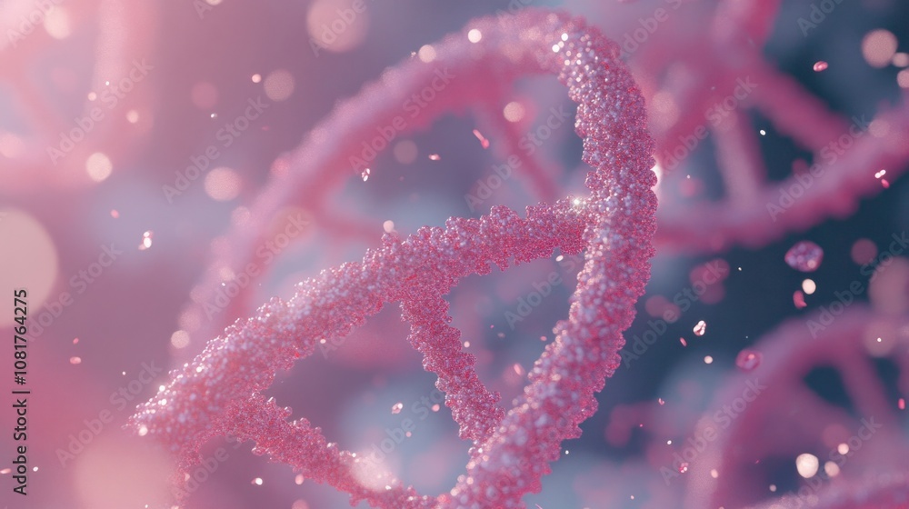 Aufkleber dna double helix with particles, futuristic science background representing biotechnology