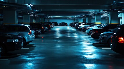 Creative Abstract Marketing Background Visualizing Intelligent LPR Parking System Solutions, Showcasing Automatic License Plate Recognition for Seamless Parking Management, Enhanced by AI-Generated De