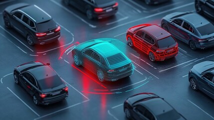 Creative Abstract Marketing Background Visualizing Intelligent LPR Parking System Solutions, Showcasing Automatic License Plate Recognition for Seamless Parking Management, Enhanced by AI-Generated De