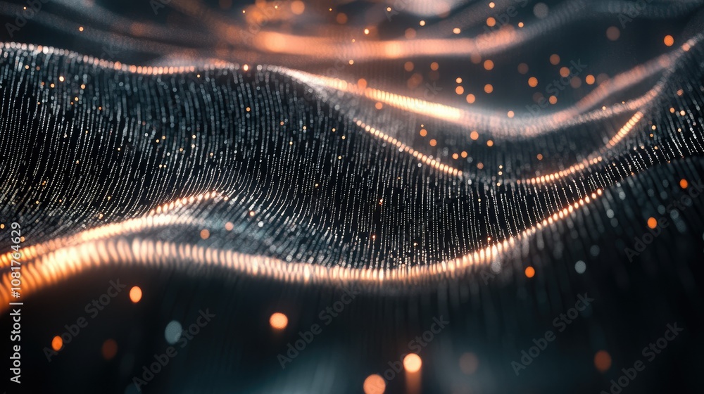 Poster Abstract wave of binary code flowing through space
