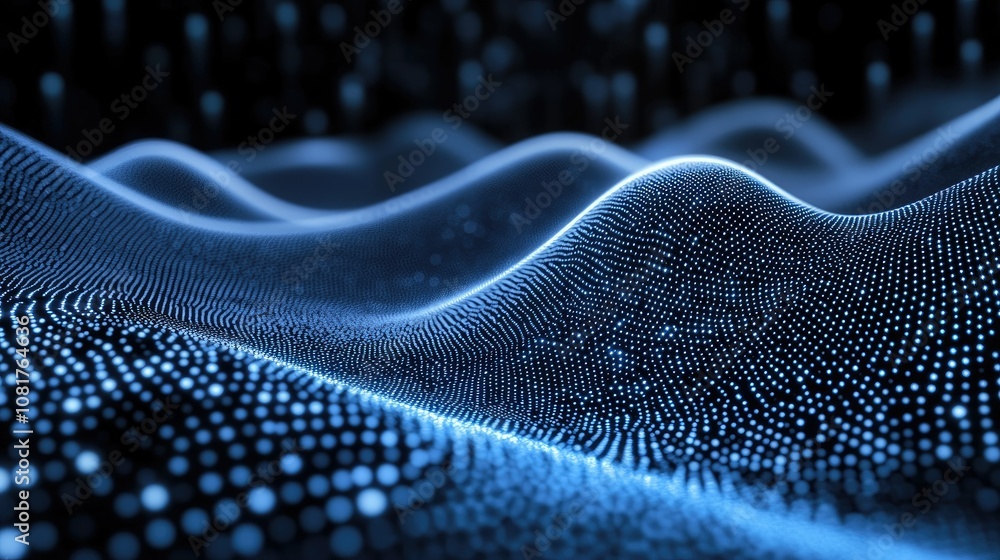 Poster Abstract wave of binary code flowing through space