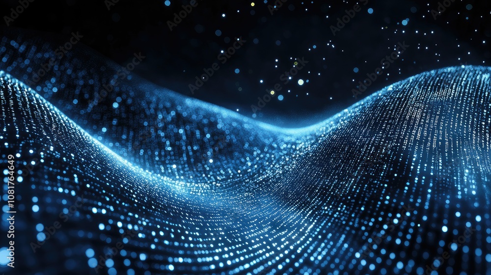 Poster Abstract wave of binary code flowing through space