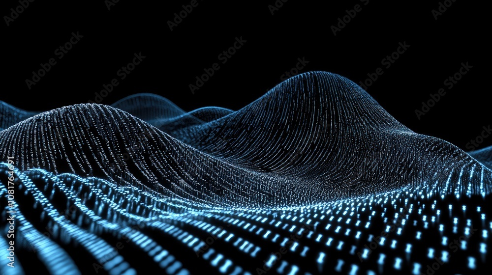 Poster Abstract wave of binary code flowing through space