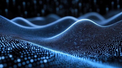Abstract wave of binary code flowing through space