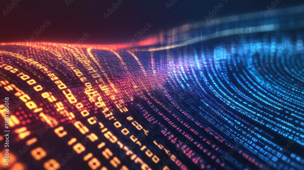 Aufkleber Abstract wave of binary code flowing through space