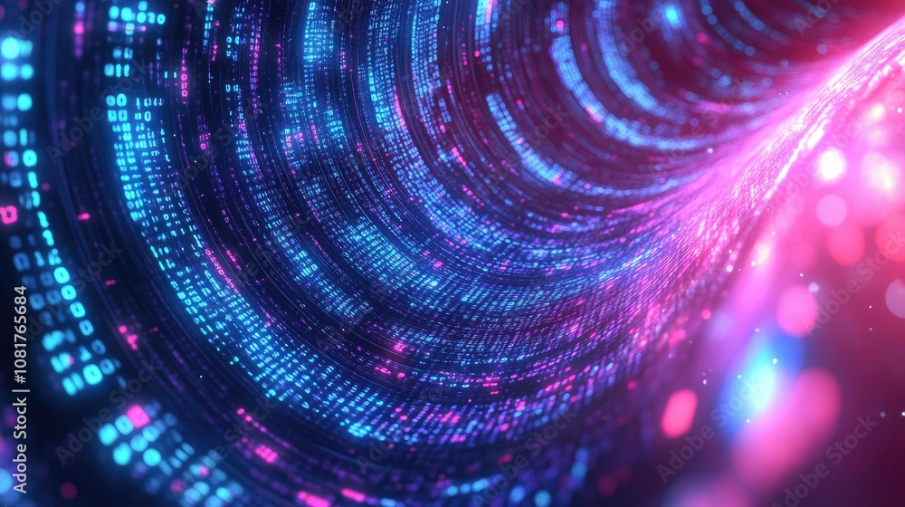 Aufkleber Abstract wave of binary code flowing through space