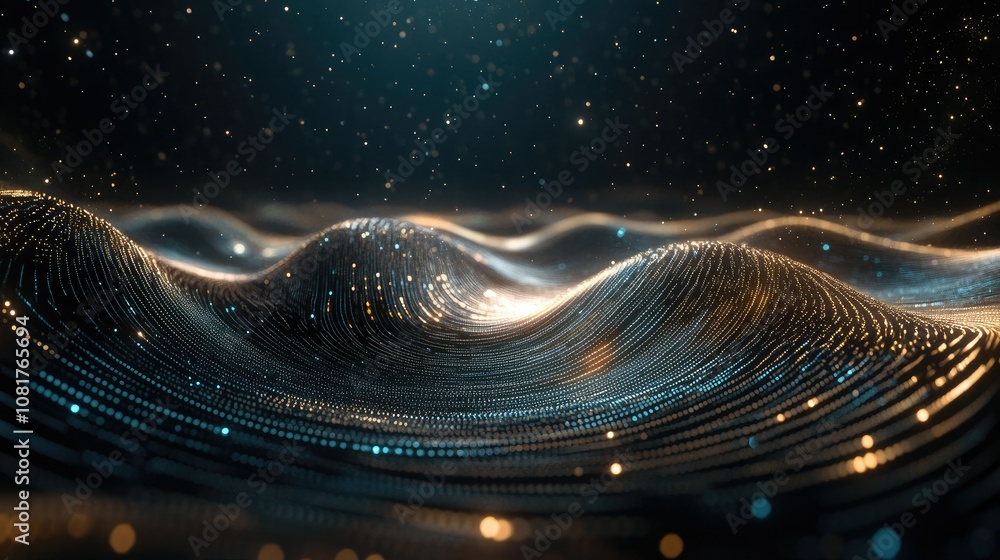 Poster Abstract wave of binary code flowing through space