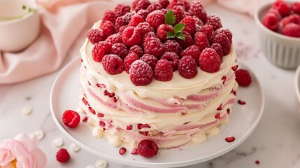 Raspberry jam cake with vanilla buttercream