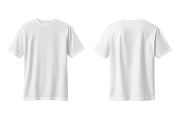 Two white plain t-shirts for a mockup. seen front and back. transparent background