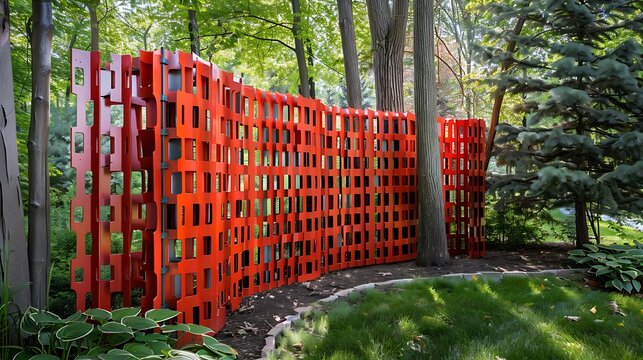 Red thermoplastic secure and private barrier for the backyard