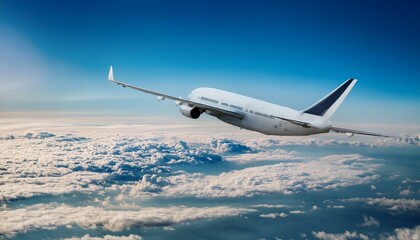 Obraz premium Airplane in the sky over a cloudy sky