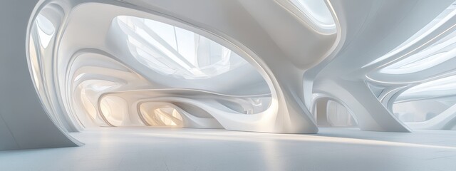 Futuristic White Interior.