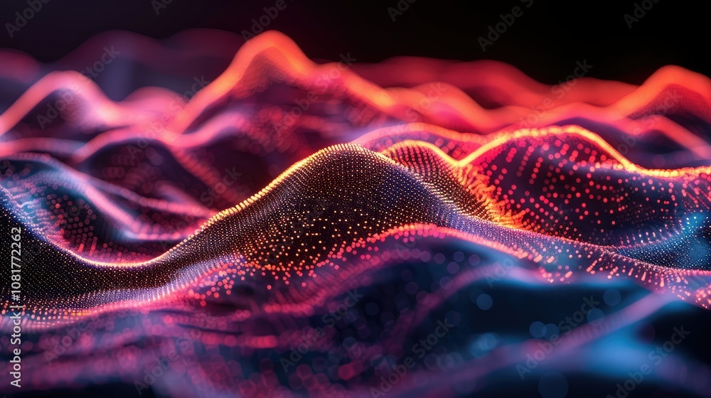 Poster High-tech data visualization with dynamic patterns