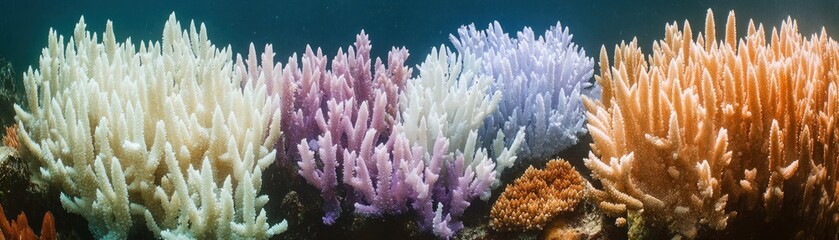 Fototapeta premium Vibrant coral formations showcasing diverse marine ecosystems.