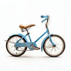 Fototapeta premium Blue vintage bicycle on white background.
