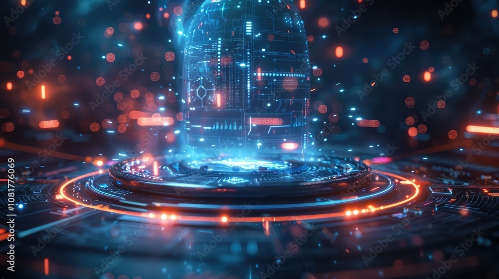 Aufkleber high-tech holographic interface with floating data points