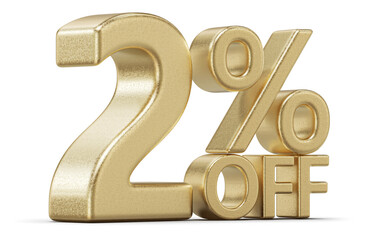Discount 2 Percent Off Sale Gold Number 3D
