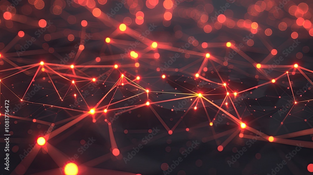 Poster futuristic network design with glowing connections