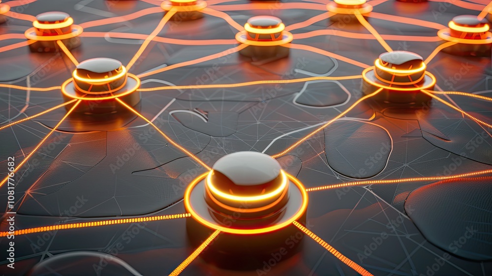 Poster futuristic network design with glowing connections