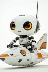 Fototapeta premium Robot pilot in a futuristic spacecraft.