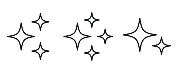 Stars icons set.Beautiful outline  stars icons. Vector illustration