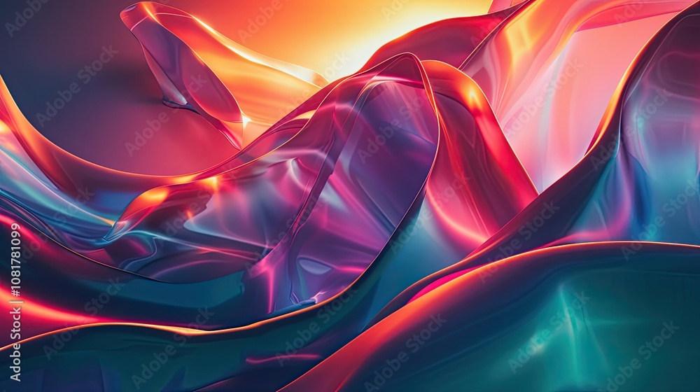 Aufkleber futuristic abstract forms with glowing edges and shadows