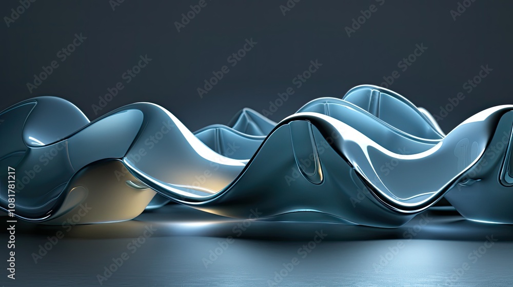 Poster futuristic abstract forms with glowing edges and shadows