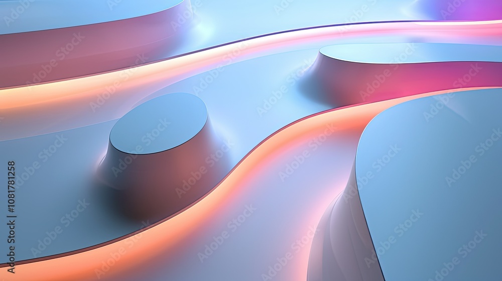 Aufkleber futuristic abstract forms with glowing edges and shadows
