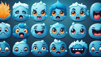 set of funny cartoon icons