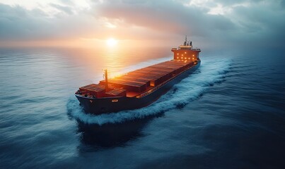 Fototapeta premium Eco-friendly energy cargo ships carrying containers designed to minimize environmental impact while transporting goods across the sea
