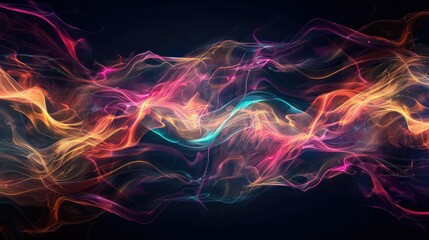 Flowing light waves on a dark background