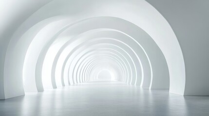 Abstract architecture background, futuristic white arched interior
