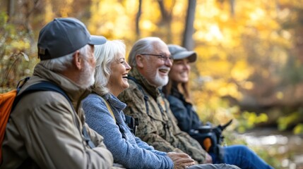 Fototapeta premium Veterans enjoying family-friendly activities outdoors, laughter echoing in a natural setting