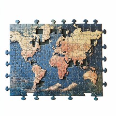 Incomplete world map jigsaw puzzle.