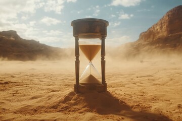 Hourglass with Sand Trickling Down - A Symbol of Time and Patience