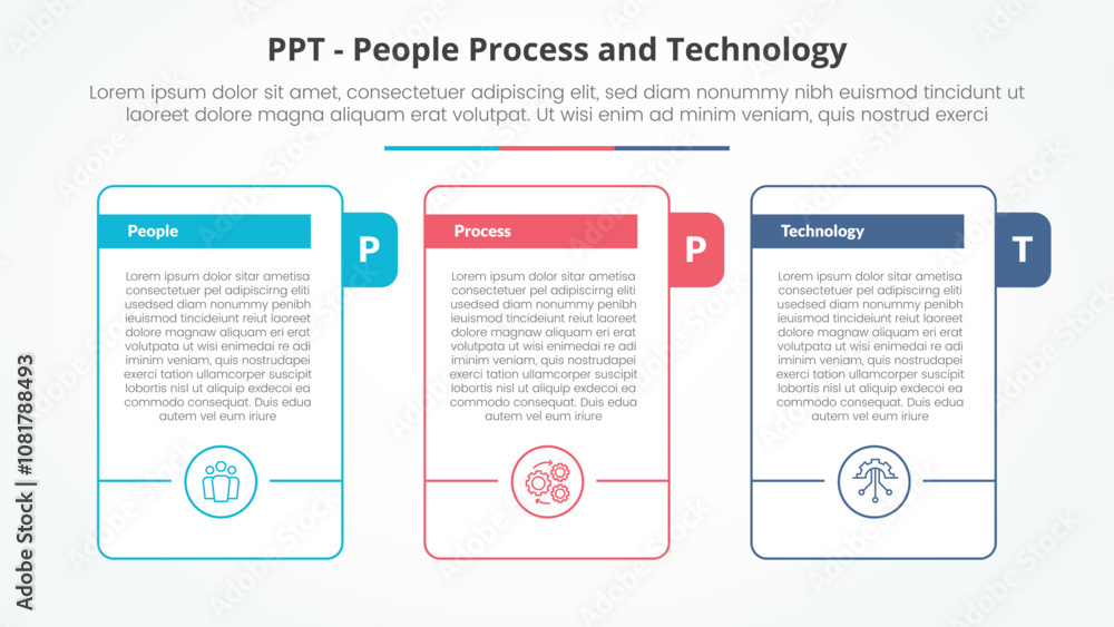 Poster ppt framework infographic concept for slide presentation with big outline table with title badge and