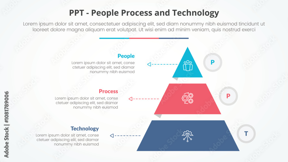 Aufkleber ppt framework infographic concept for slide presentation with pyramid shape slice stack and outline 