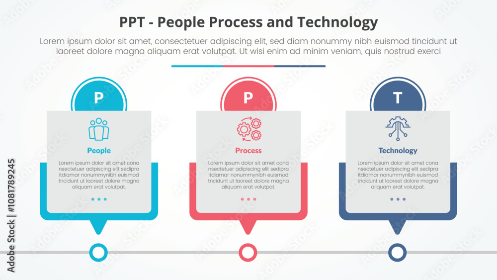Aufkleber ppt framework infographic concept for slide presentation with box timeline table with circle header 