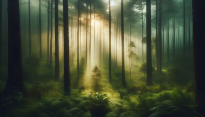 Fototapeta premium misty forest in the morning