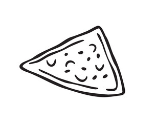 Nachos doodle hand drawn single icon. Nachos drawing line isolated clipart element.