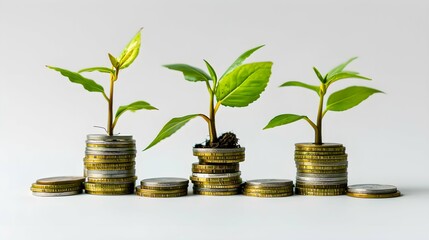 Planting the seeds of success, the journey of business growth, money growth, saving and investing concept, personal finance background, conceptual imagery of financial concepts. Generative AI