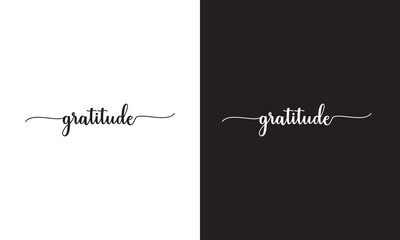 One line drawing typography line art of gratitude word writing isolated on white and black background.  Vector illustration. EPS 10