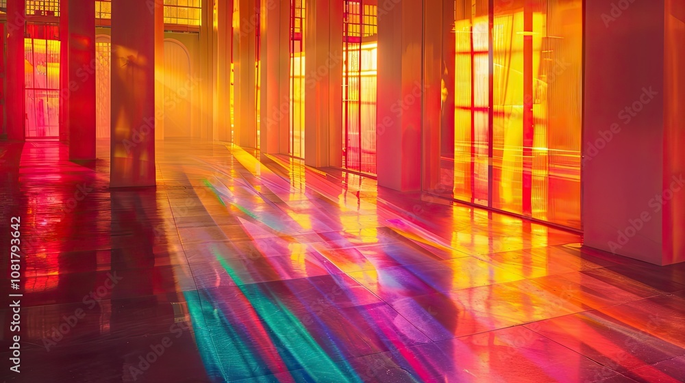 Aufkleber Dynamic light patterns creating a sense of space