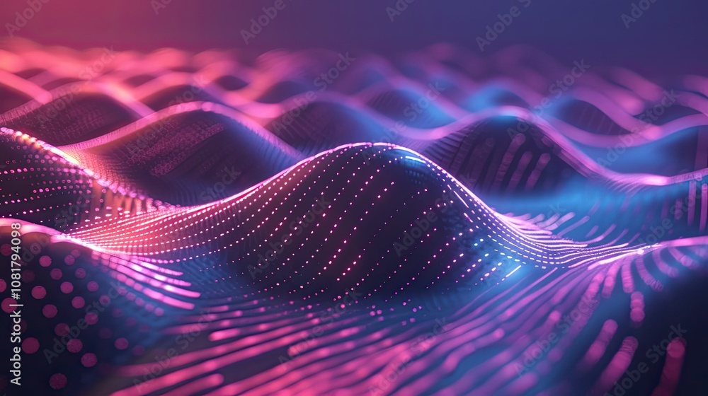 Poster Digital wave patterns with a neon glow