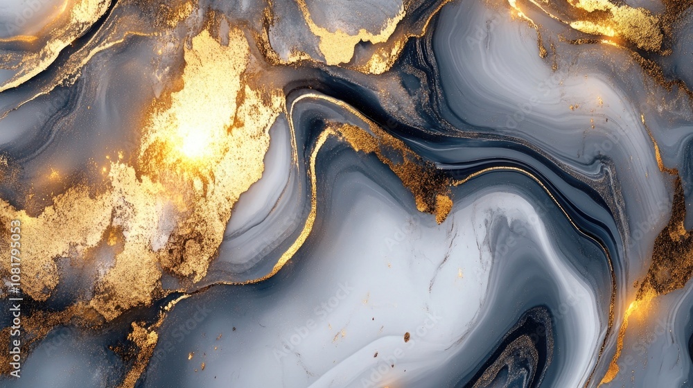 Poster digital rendering captures a luxurious marble texture enriched with gold and white hues, perfect for