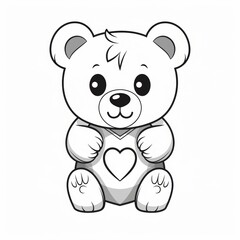 Naklejka premium A cute cartoon teddy bear with a heart on its chest.