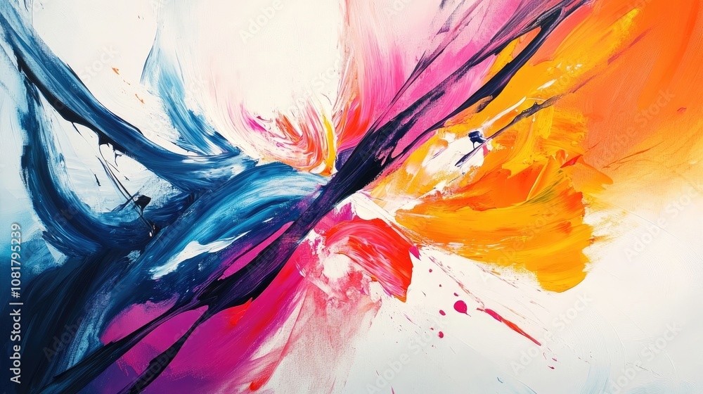 Poster modern abstract art canvas painting complements room decor with vibrant colors and dynamic shapes, c