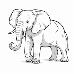 Fototapeta premium A detailed illustration of an elephant standing with its trunk up.