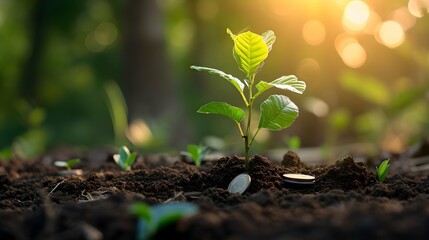 Planting the seeds of success, the journey of business growth, money growth, saving and investing concept, personal finance background, conceptual imagery of financial concepts. Generative AI