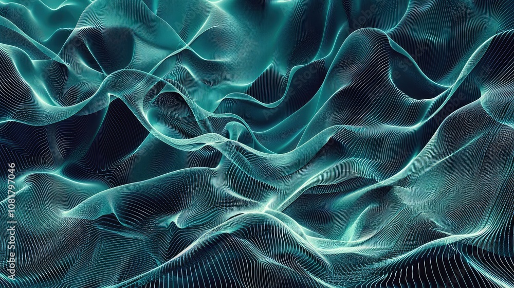 Poster digital gradient wave pattern resembling ocean waves